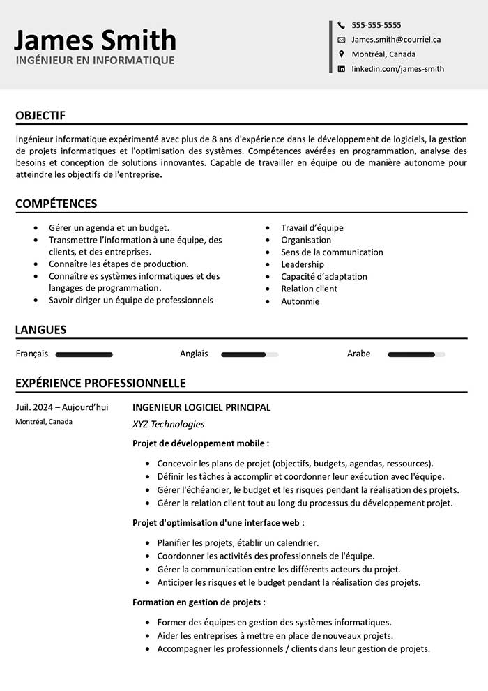 cv template canada